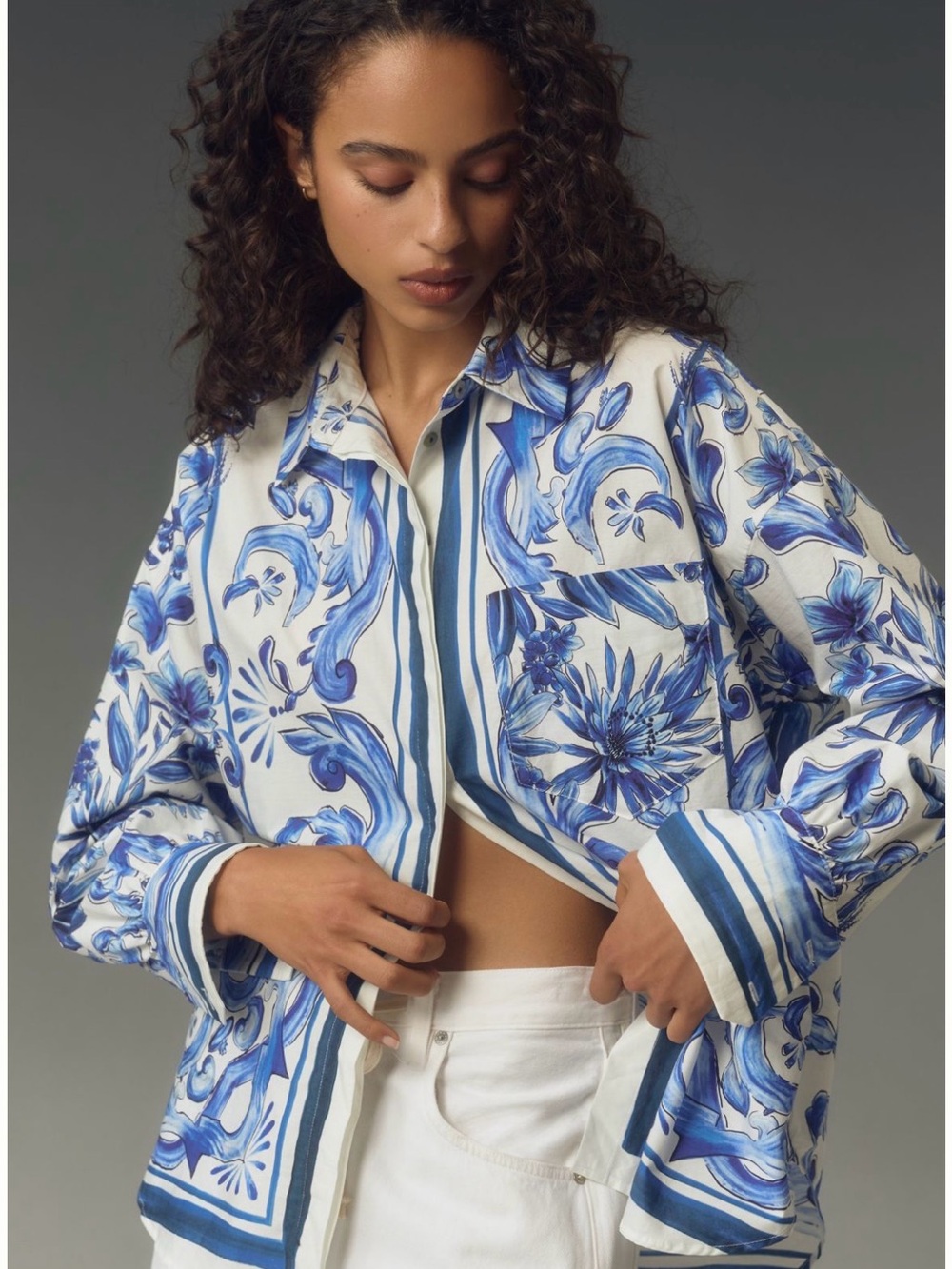 Farm Rio Garden Tile blouse - Picture 3 of 8